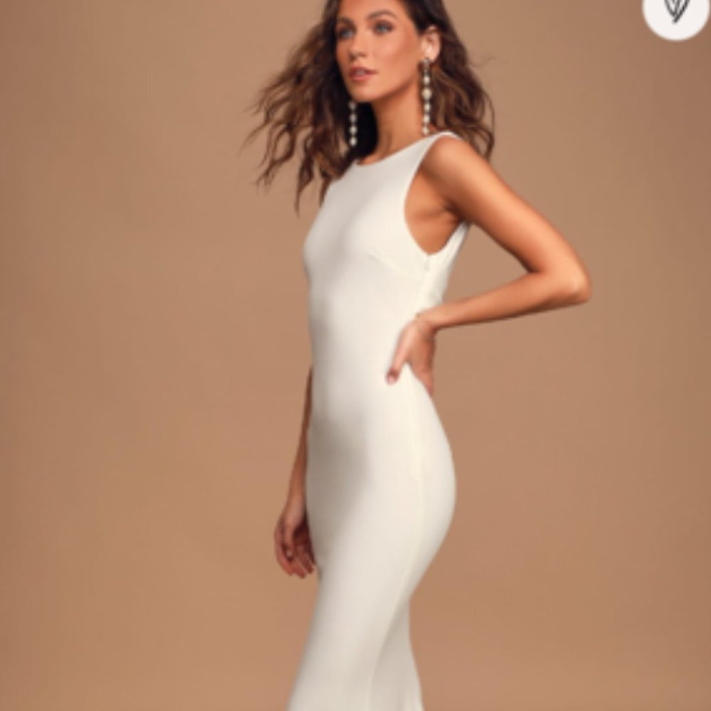 Lulus Love In Your Eyes Ivory Knotted Mermaid Maxi Dress